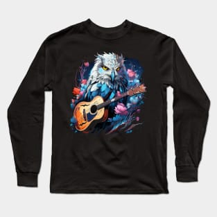 Snowy Owl Playing Guitar Long Sleeve T-Shirt